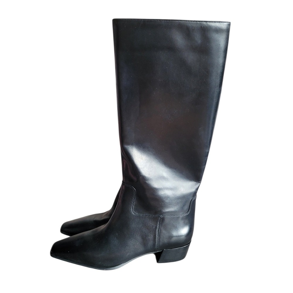 VINCE CAMUTO 10M Black Leather Pavla Narrow Knee High Boot Women